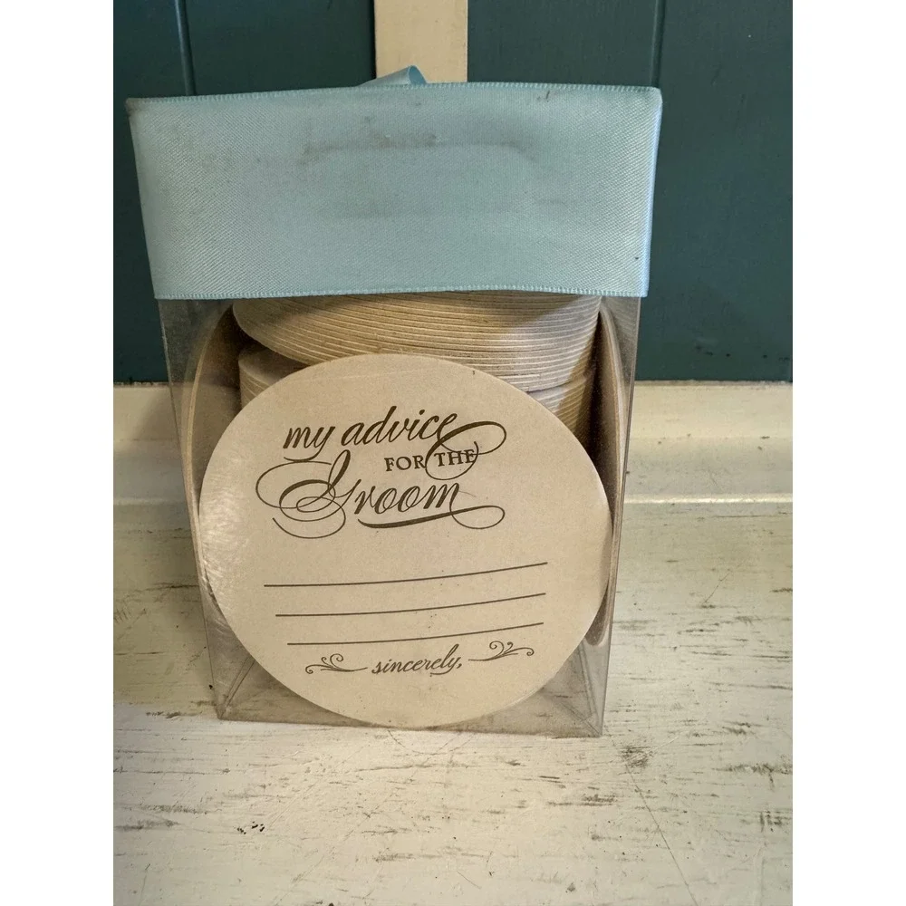Wedding Advice Letterpress Coasters Set for Bride Groom Marital Bliss  Gift Box